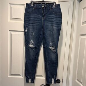 Maurices Dark Blue Distressed Skinny Jeans
